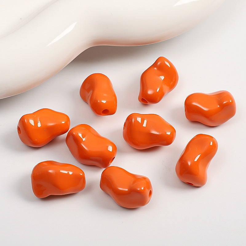 Glossy Irregular Stone Acrylic Beads 20mm Colorful Painted 50pcs 11