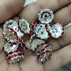 Rhinestone Wavy Spacer Beads 12mm Red Crystal 50pcs