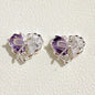 Brass Heart Metal Beads 12x10mm Zirconia Embeded Bow 5pcs 4