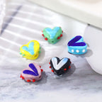Lampwork Glass Beads Heart 14x17mm Hand Painted Two Tone Dotted 25pcs