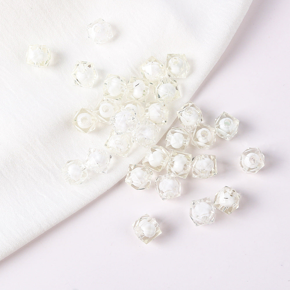 Faceted Acrylic Sago Beads 8-10mm Glossy Translucent 100pcs 24