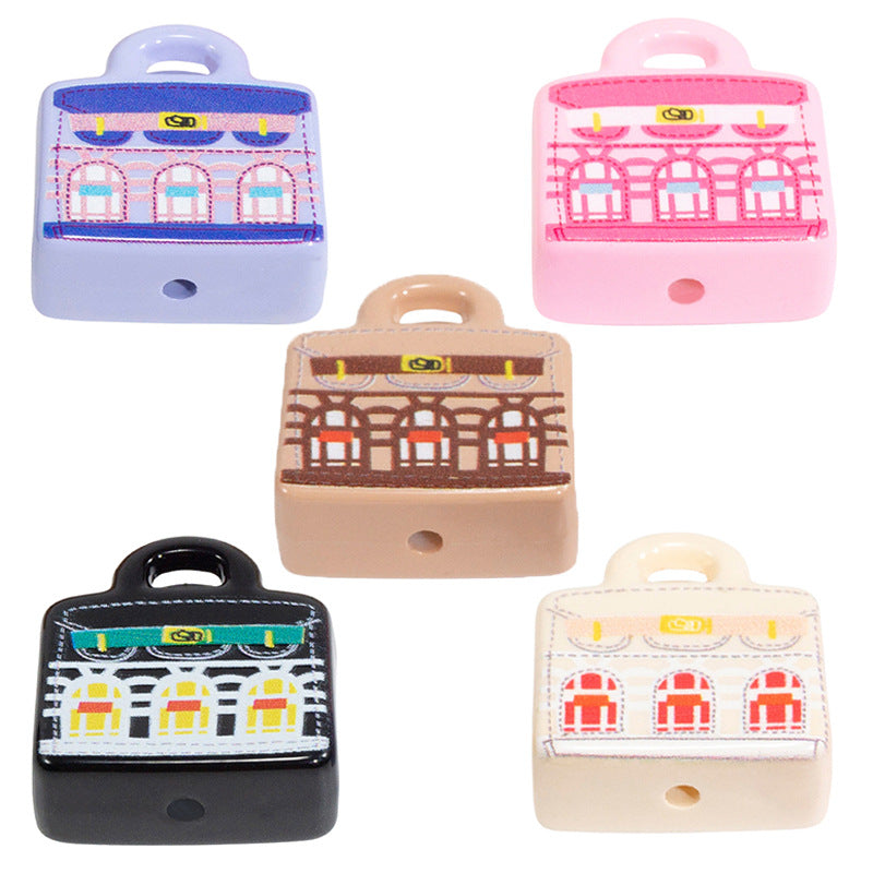 Painted Handbag Acrylic Beads 20/25mm Cartoon Pattern 10pcs 8