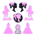Silicone Focal Beads Barbie Pink Ponytail Circle Badge 20pcs 2
