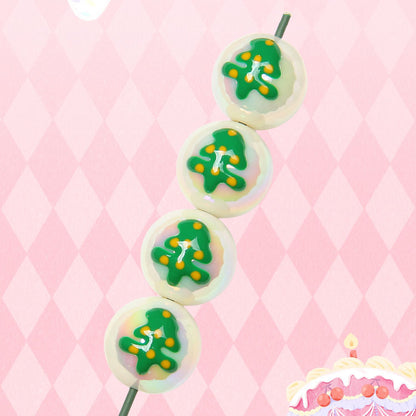 Hand Painted Christmas Tree Gloves Series Acrylic Beads 16mm 5pcs 4