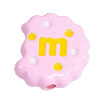 Hand Painted Bitten Cookie Acrylic Beads 22mm Enamel Glossy 10pcs 32