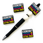 Silicone Focal Beads French Fries Colorful Text on Black 20pcs 4