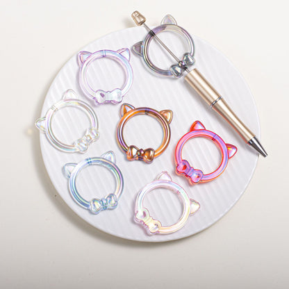 Clear Cat Head Acrylic Beads 23mm Transparent Frame 10pcs 3