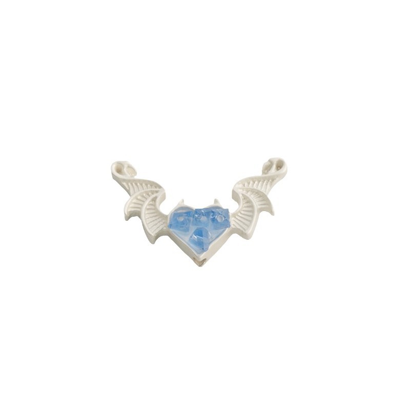 Heart Wings Rhinestone Beads 24mm Alloy Sparkling Mixed Colors 10pcs 5