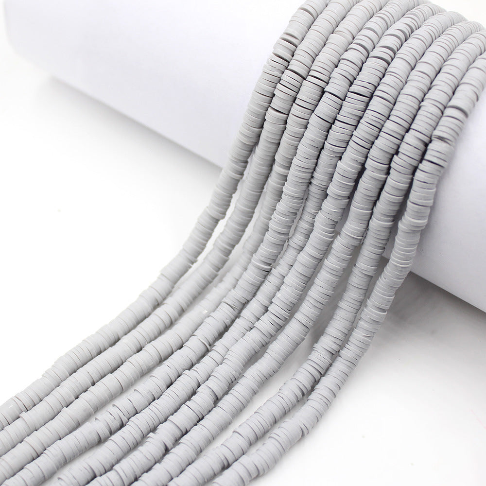 Flat Clay Beads 6mm Solid Color Polymer Spacer Discs 10strands 4