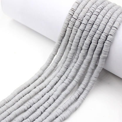 Flat Clay Beads 6mm Solid Color Polymer Spacer Discs 10strands 4