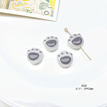Lampwork Glass Beads Cat Claw 12mm Glossy White Paws 20pcs 6