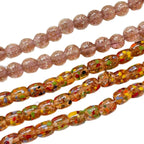 Lampwork Glass Beads Round Glow In The Dark Gold Foil Filled Amber 1pc 5