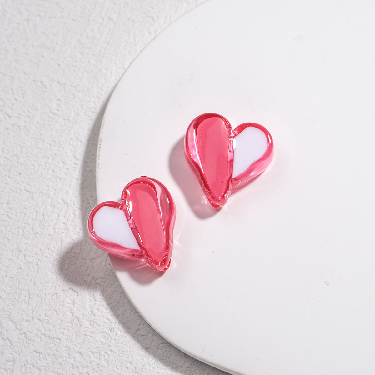 Clear Two-Tone Heart Acrylic Beads 18mm Glossy Enamel Finish 20pcs 6