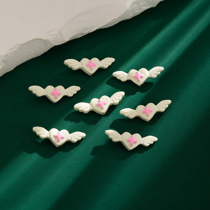 Angel Wing Metal Beads 25mm Colorful Baking Painted 10pcs 6