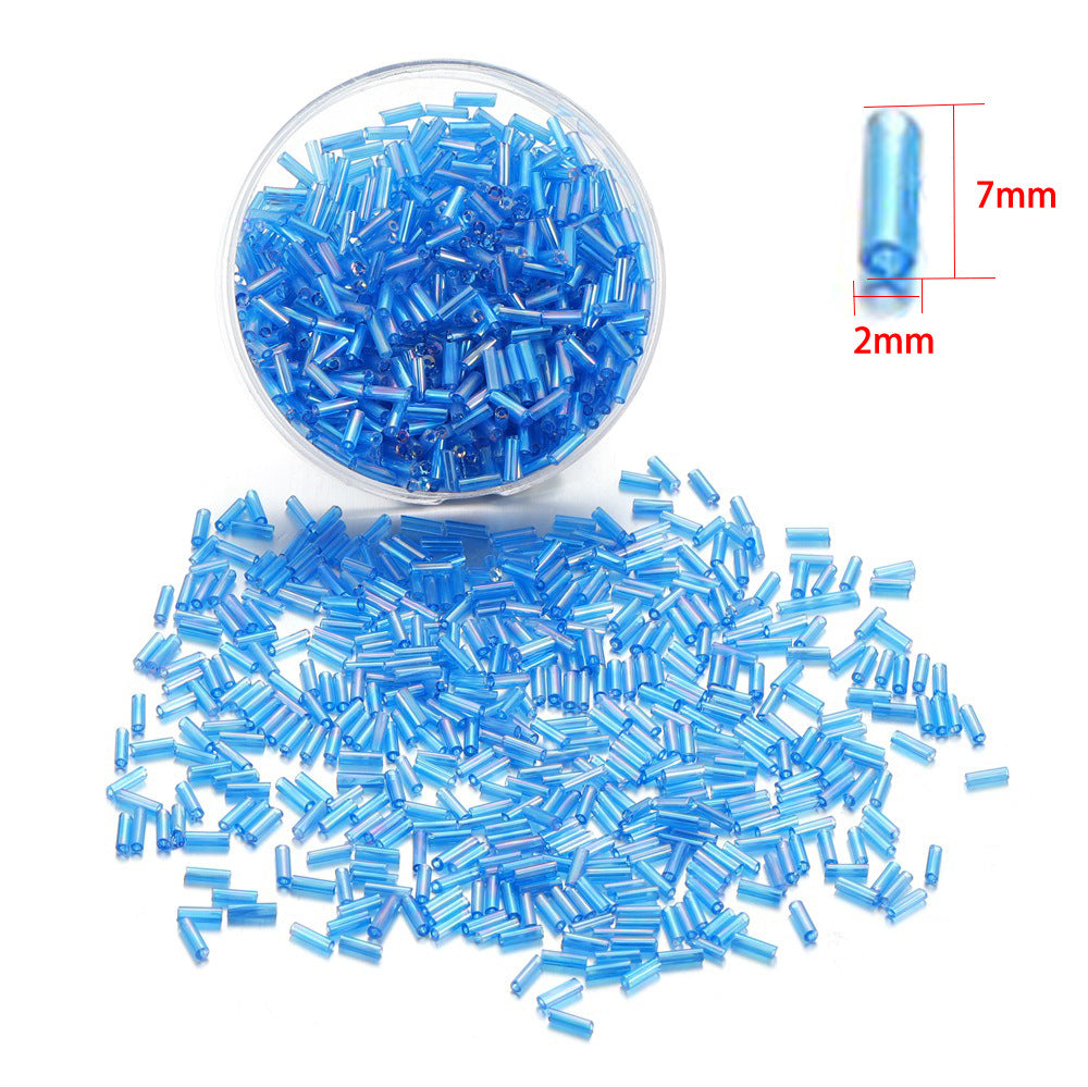 Czech Glass Column Bugle Beads 2x7mm Rainbow Mixed Colors 400pcs 7