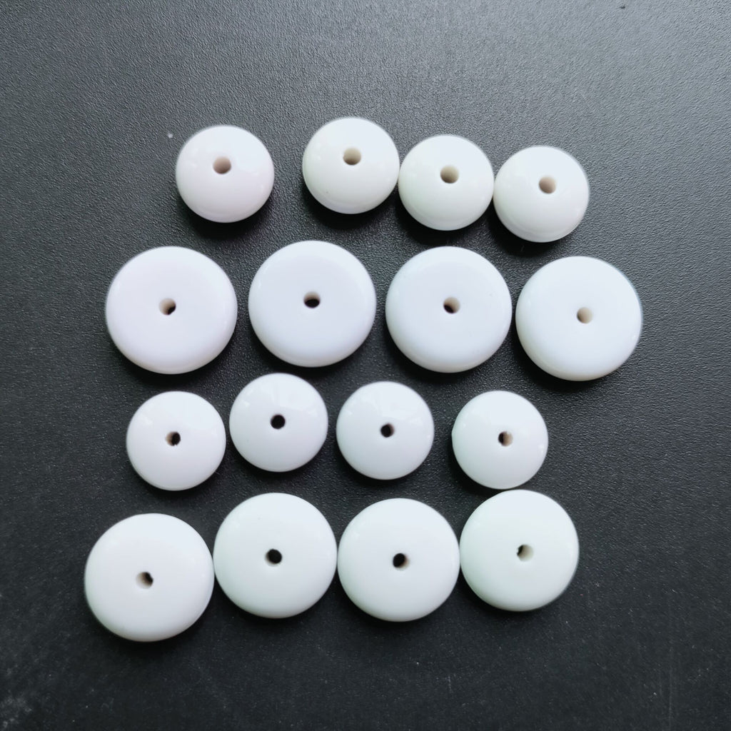 Acrylic Flat Spacer Beads 10mm 12mm Solid White 100pcs 4