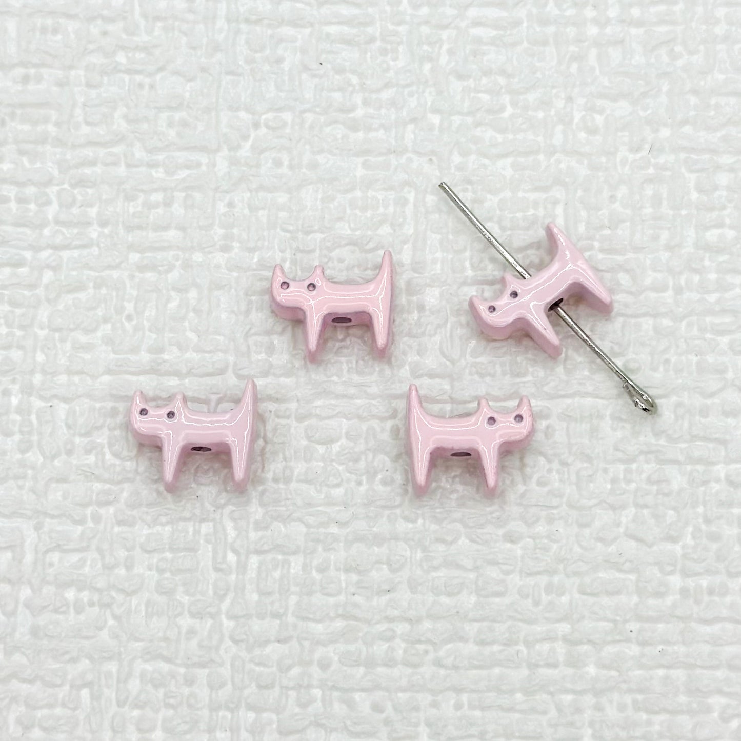 Cat Shaped Metal Beads 12mm Glossy Colorful Painted Alloy 20pcs 13