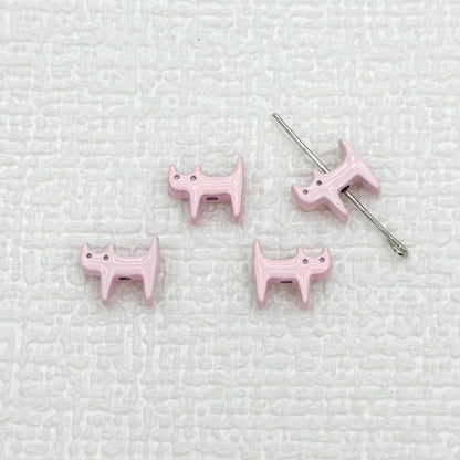 Cat Shaped Metal Beads 12mm Glossy Colorful Painted Alloy 20pcs 13