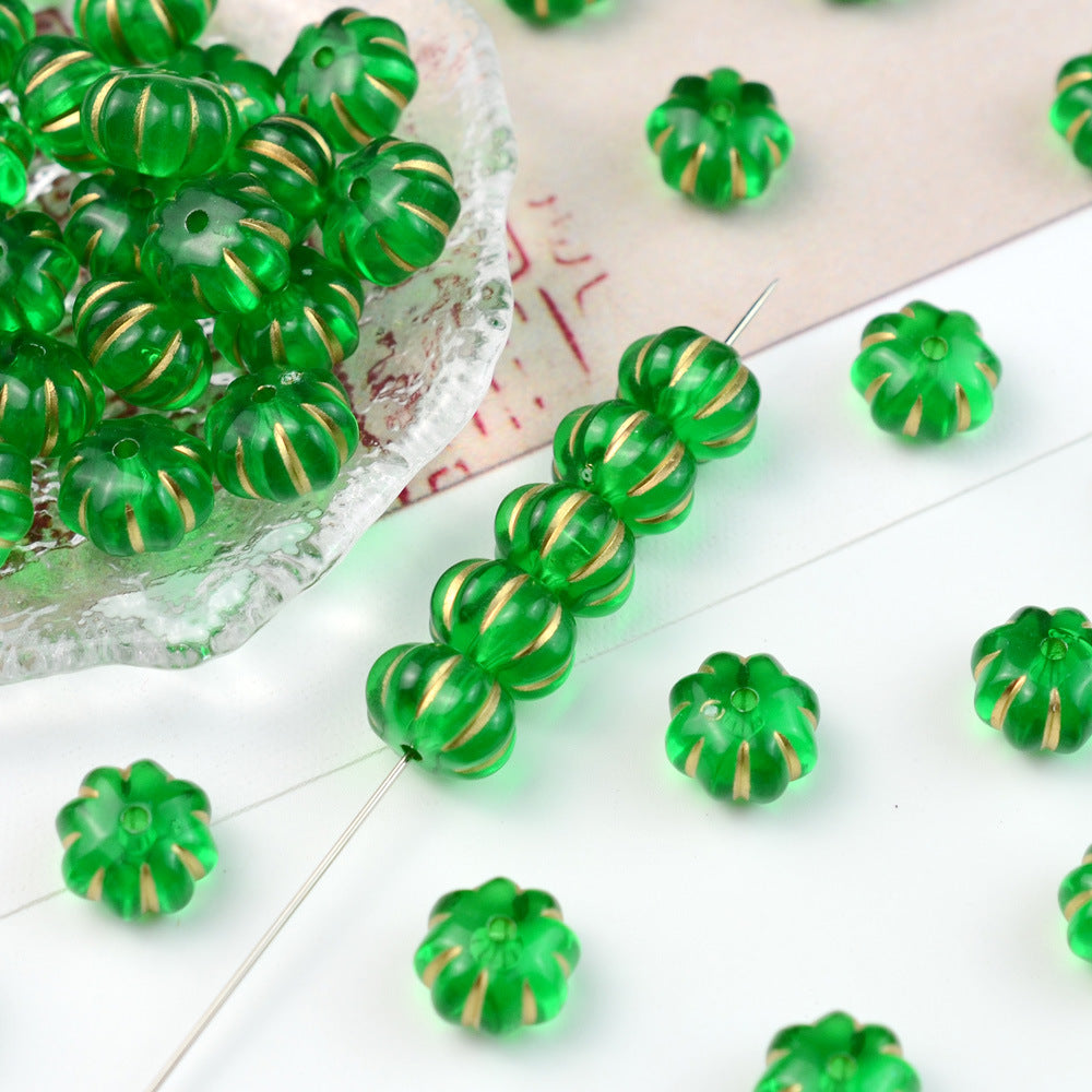 Painted Flattened Pumpkin Acrylic Beads 12mm Mixed Colors 40pcs 10