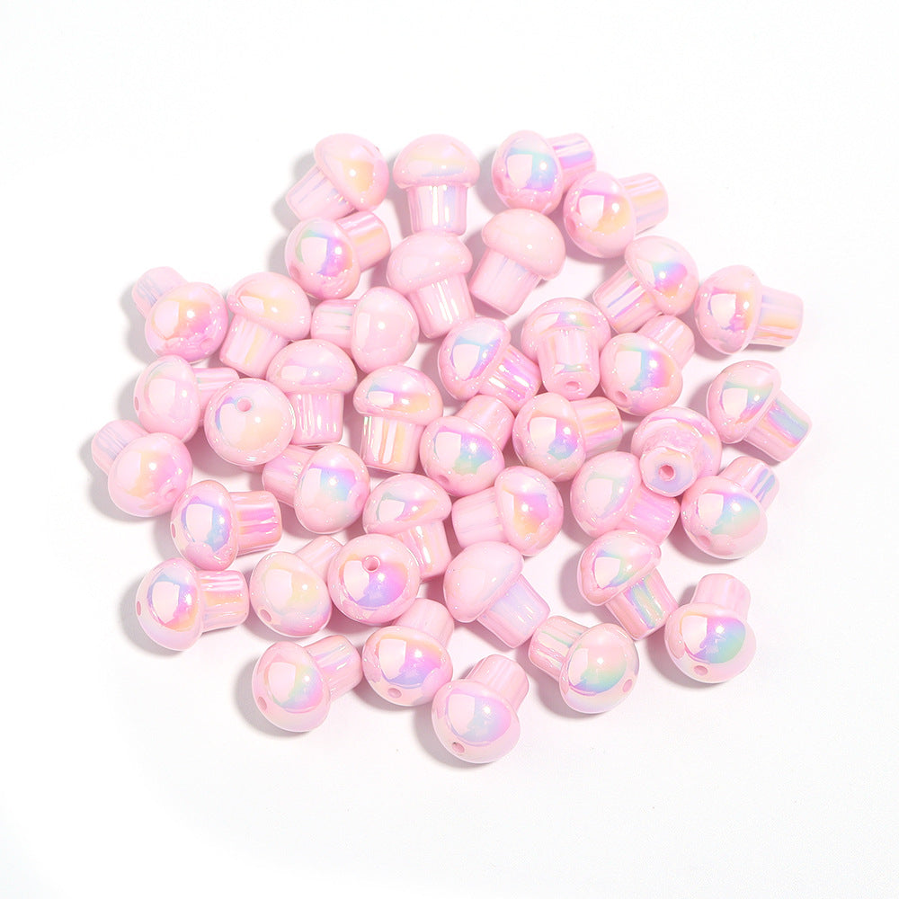 Candy Color Mushroom Acrylic Beads 13mm Glossy Iridescent 10pcs 8