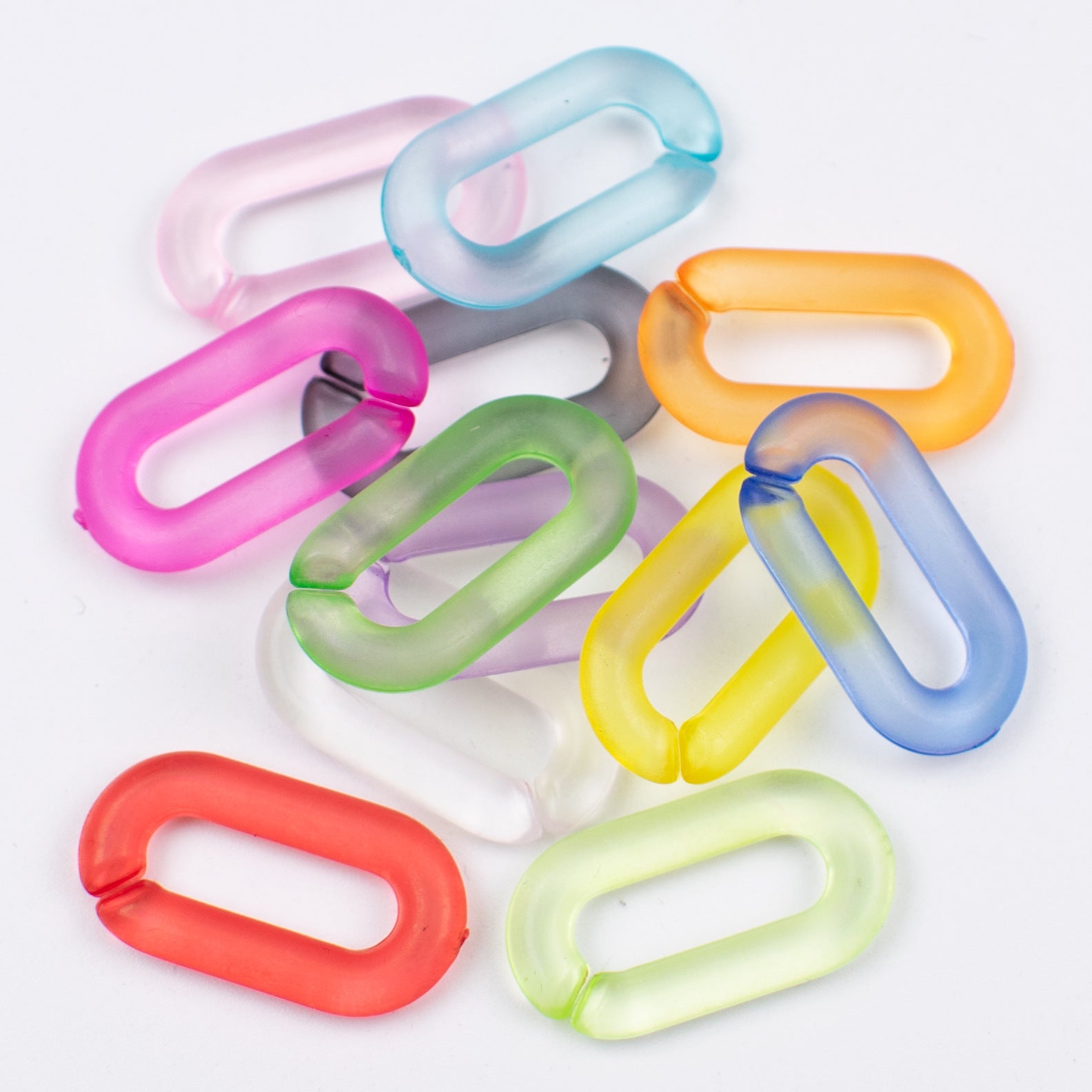 Matte Clear Acrylic Open Chain Links 20mm Colorful 100pcs 4