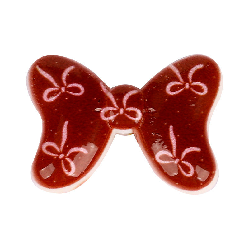 Double Sided Sweet Bow Acrylic Beads 29mm Printed Pastel 10pcs 4