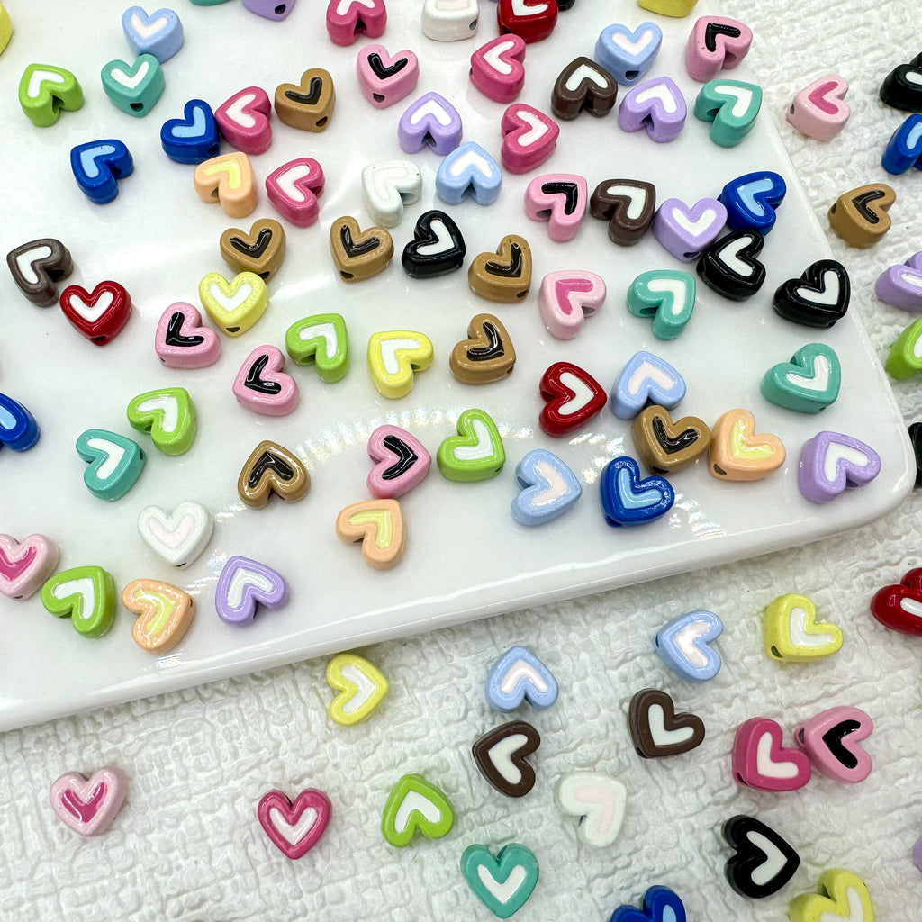 Heart Metal Beads 8mm Two-Tone Enamel Baked Finish 20pcs 3