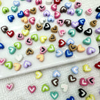 Heart Metal Beads 8mm Two-Tone Enamel Baked Finish 20pcs 3