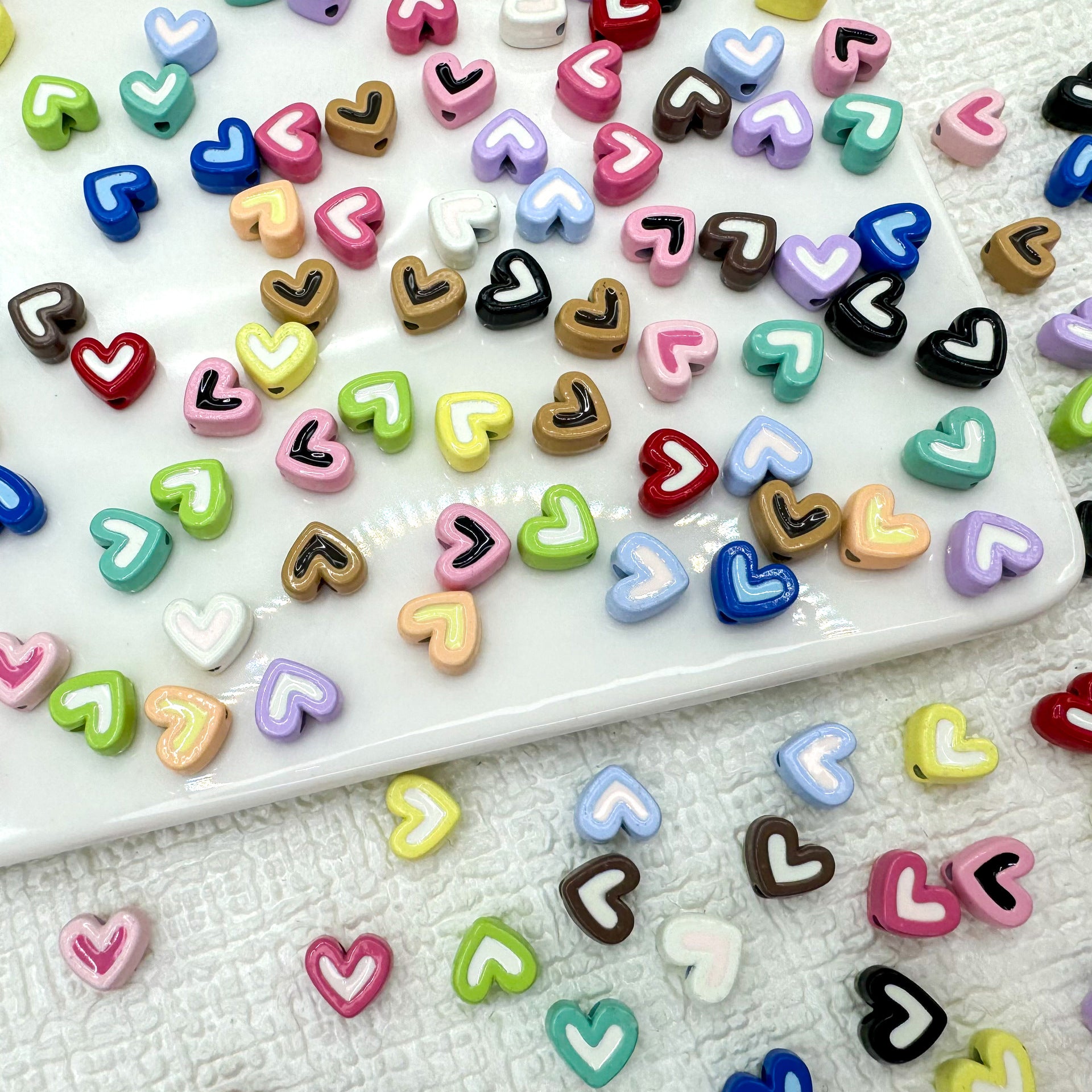Heart Metal Beads 8mm Two-Tone Enamel Baked Finish 20pcs 3