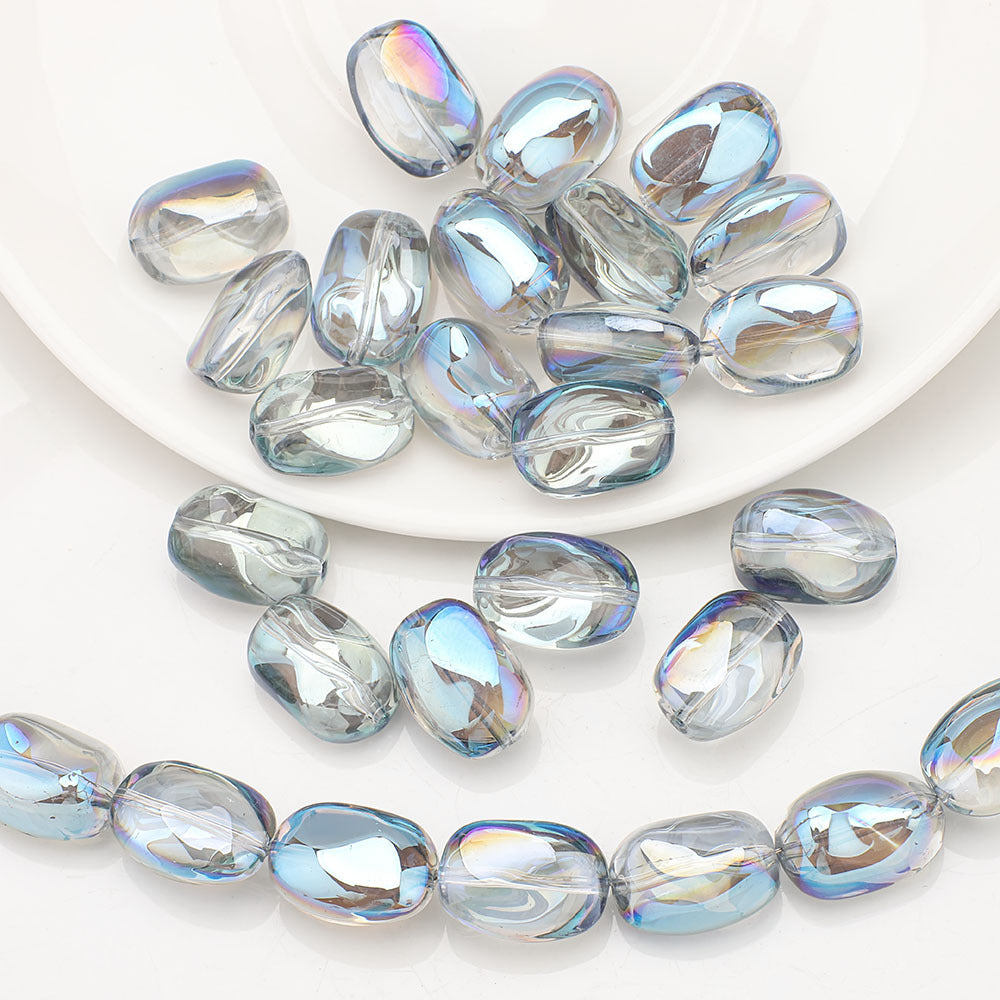 Electroplated Irregular Stone Glass Beads 11x15mm Multicolor 40pcs 10