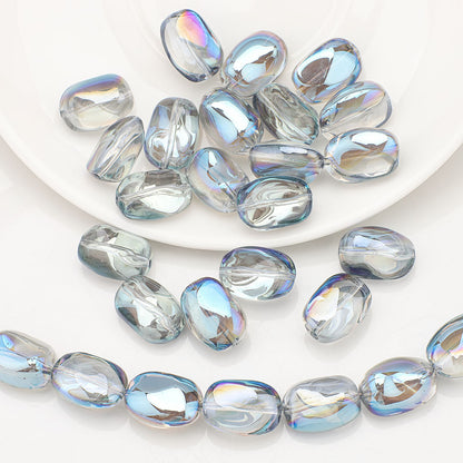 Electroplated Irregular Stone Glass Beads 11x15mm Multicolor 40pcs 10