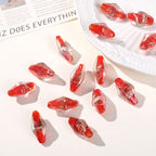 Lampwork Glass Beads Rhombus 24mm Silver Foil Filled Dyed Core 10pcs 6