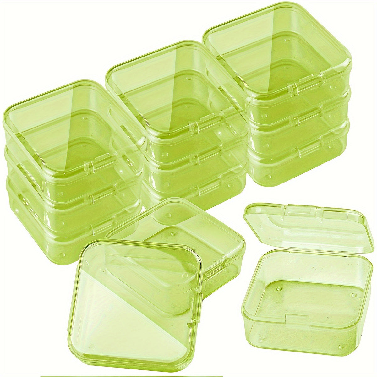 Colorful Clear Square Plastic Bead Storage Boxes 5.5x5.5x2cm 10pcs 8