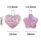 Glow Flower Heart Acrylic Beads 17-21mm Iridescent Plated 50pcs 3
