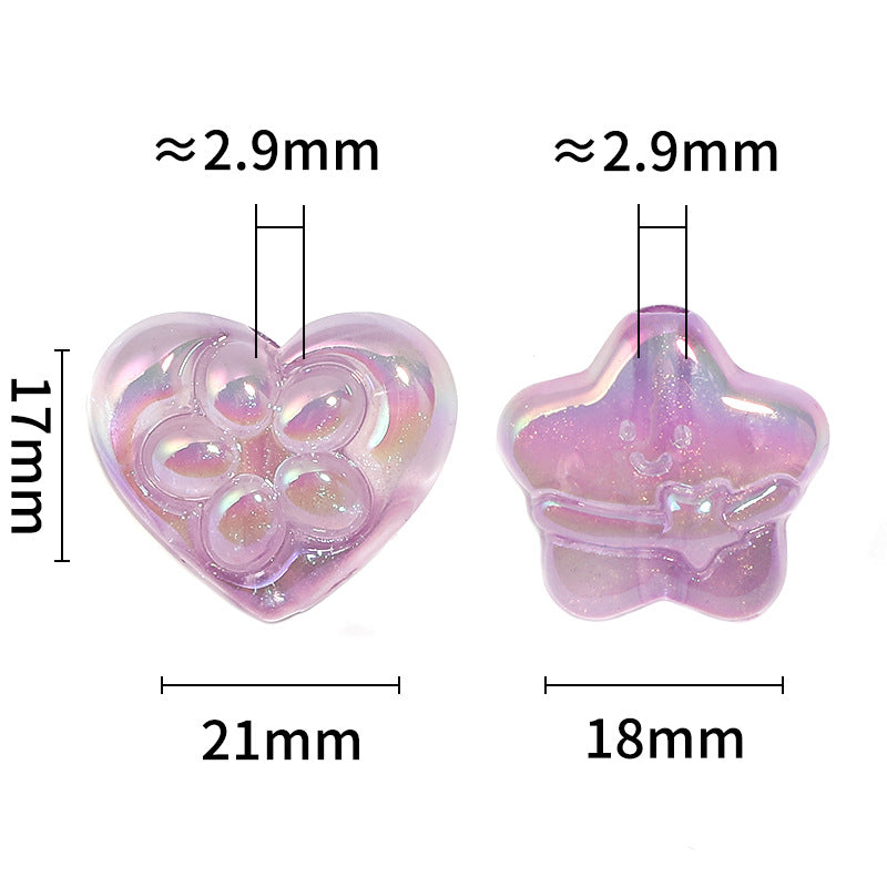 Glow Flower Heart Acrylic Beads 17-21mm Iridescent Plated 50pcs 3