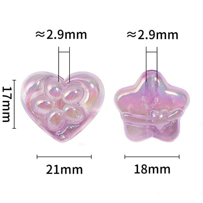 Glow Flower Heart Acrylic Beads 17-21mm Iridescent Plated 50pcs 3