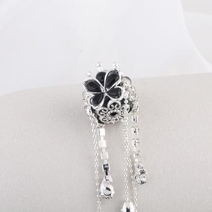 Tassel Crown Butterfly Metal Beads 24mm Silver Tone Alloy 6pcs 7