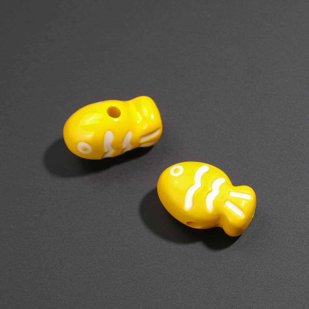 Painted Fish Acrylic Beads 22mm Colorful Cute 20pcs 17
