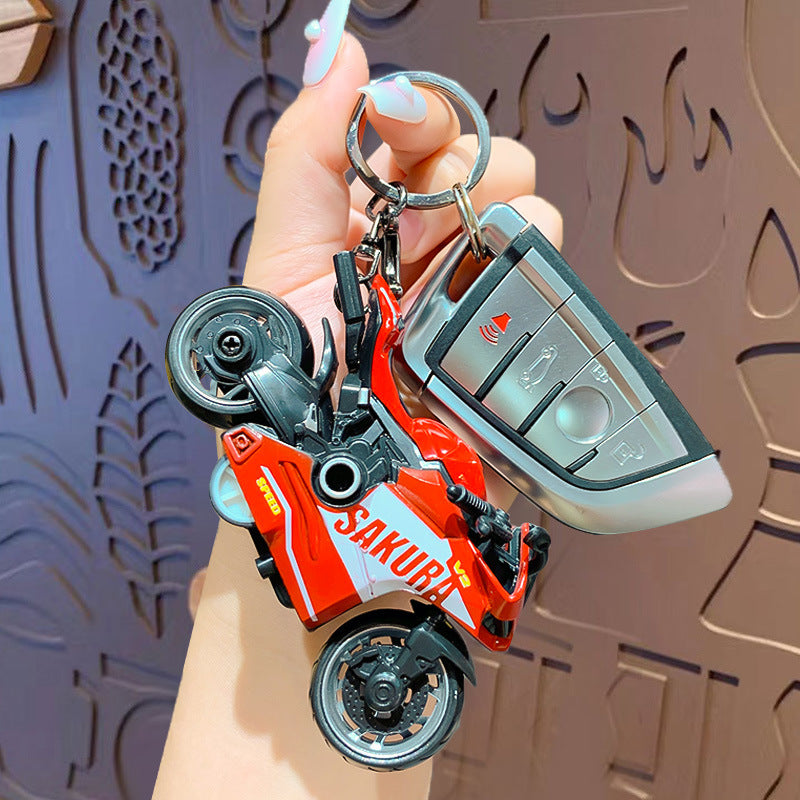 Alloy Mini Motorcycle Keychain Sporty Racing Design Metal 3