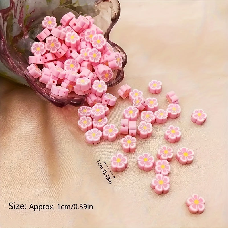 Flower Clay Beads 10mm Pink Plum Polymer 100pcs 3