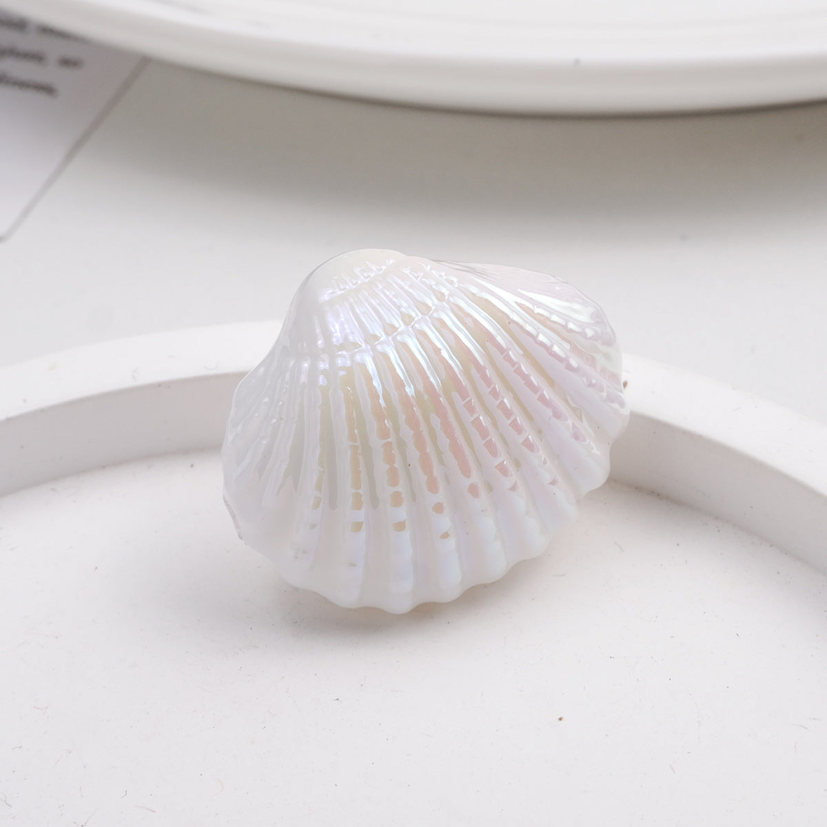 Plating Shell Acrylic Beads 30mm Two Tone Iridescent Scallop 10pcs 11