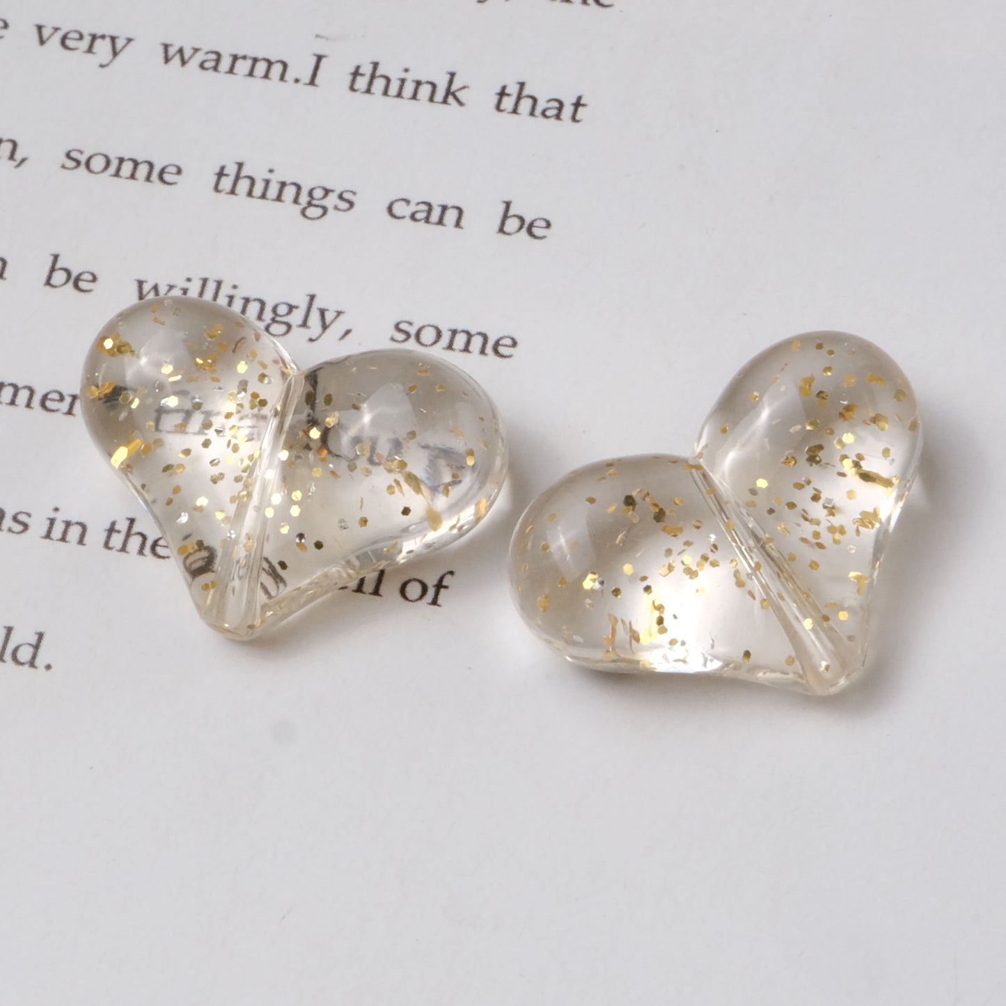 Transparent Glitter Powder Filled Heart Acrylic Beads 22mm 100pcs 9