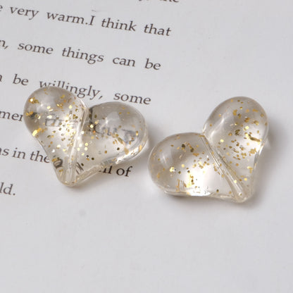 Transparent Glitter Powder Filled Heart Acrylic Beads 22mm 100pcs 9