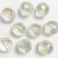 Transparent Football Faceted Acrylic Beads 14-16mm UV Plating 50pcs 6
