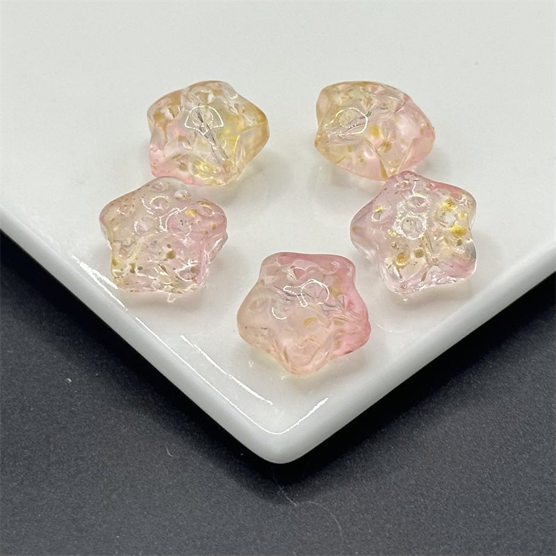 Meteor Crater Five-Pointed Star Glass Beads 14mm Transparent 100pcs 7