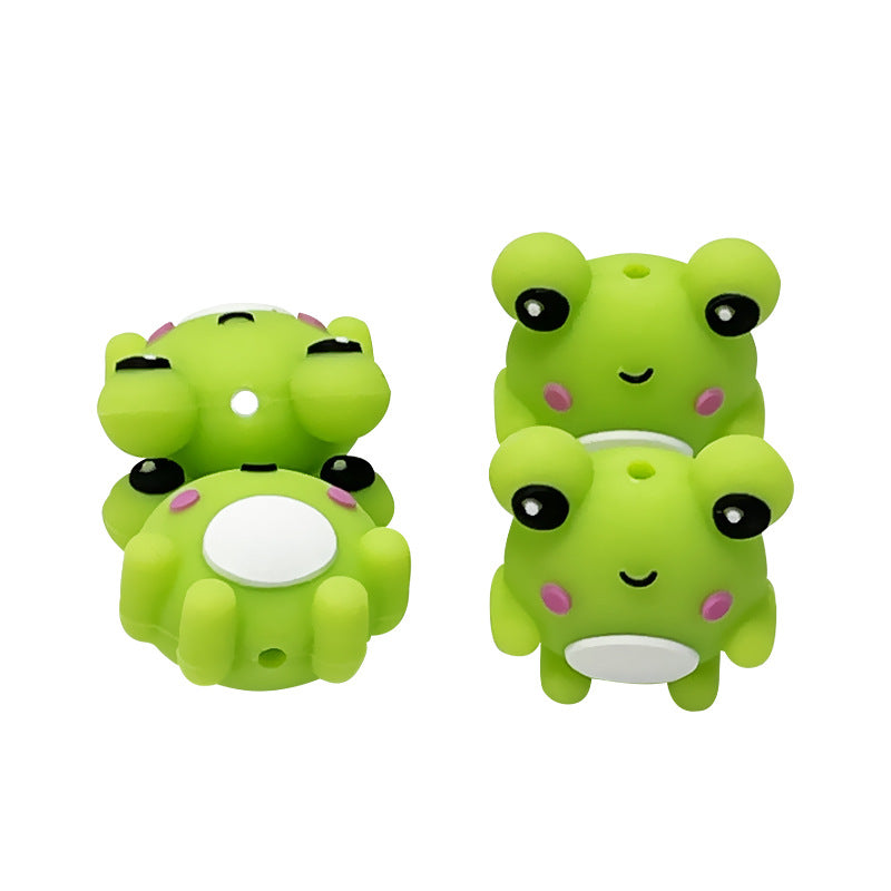 Silicone 3D Focal Beads Frog Smiling Front Facing 20pcs 4