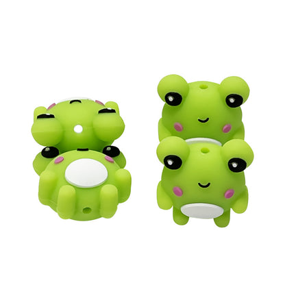 Silicone 3D Focal Beads Frog Smiling Front Facing 20pcs 4