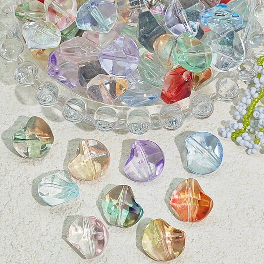Irregular Moonstone Glass Beads 14mm Clear Pastel Mixed Colors 50pcs