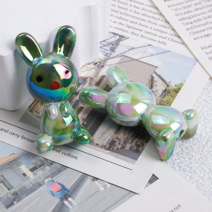 Plating Rabbit Acrylic Beads 38mm Dual Color Glossy 10pcs 4
