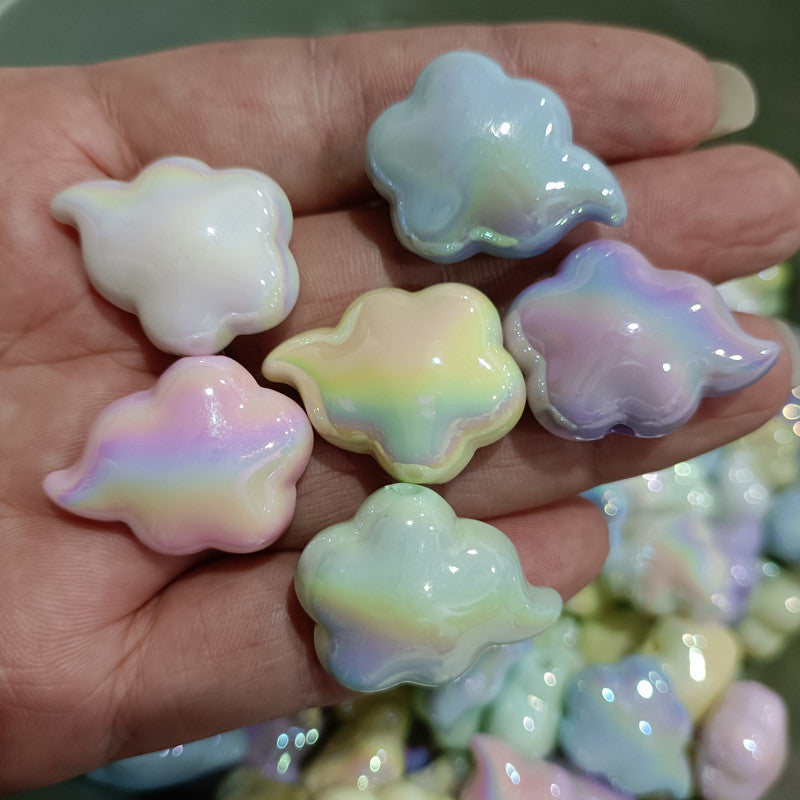 UV Plating Cloud Acrylic Beads 20mm 28mm Colorful Pastel 100pcs